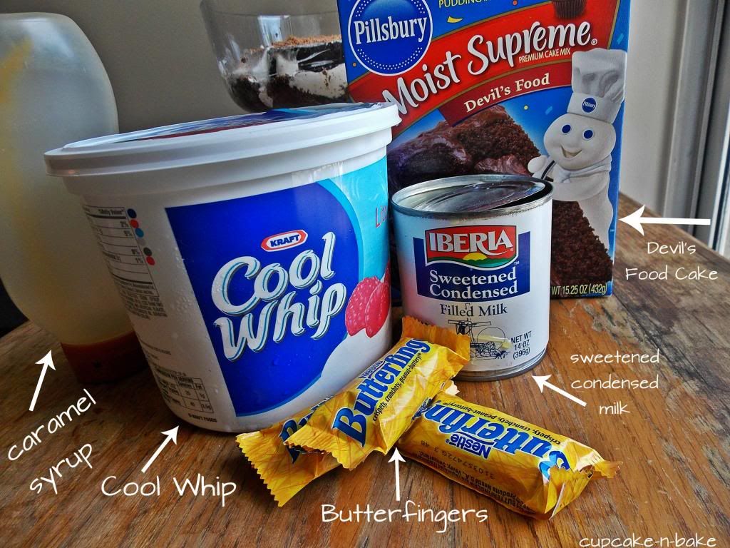  Ingredients to make Ooey-Gooey Butterfinger Trifle via @cupcake_n_bake #recipe #cake #butterfinger