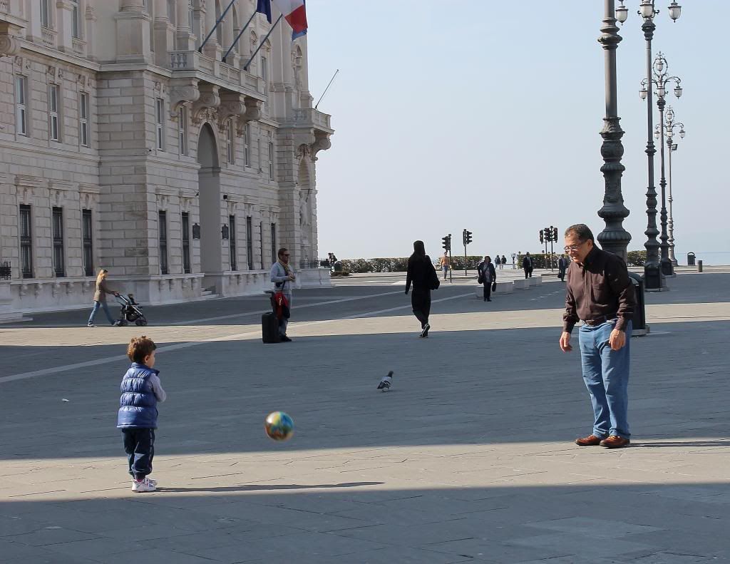 playing soccer in the piazza