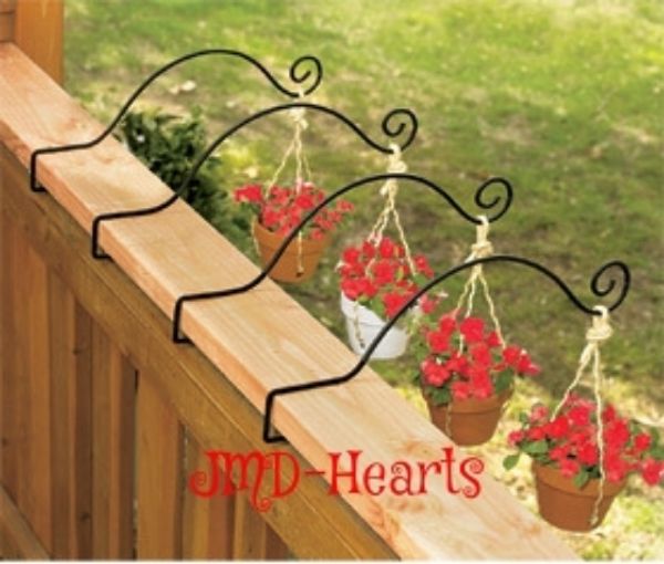 WROUGHT IRON METAL OUTDOOR DECK PLANT HOOKS HANGERS (4) BRAND NEW eBay