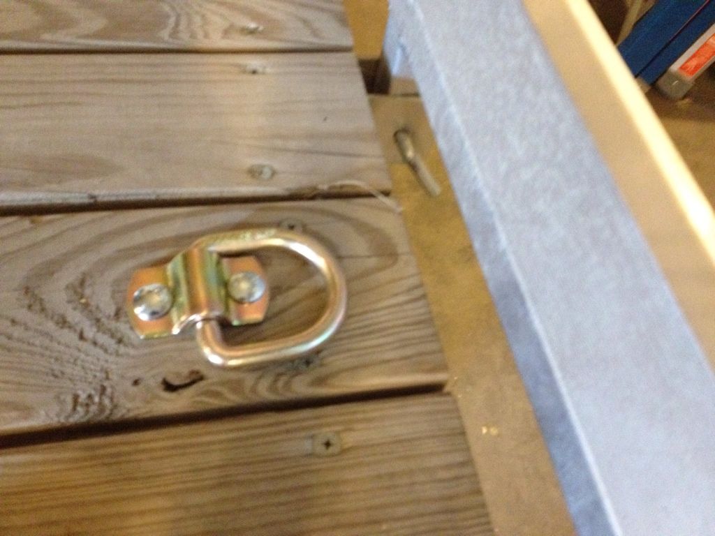 Installed D ring tie downs on trailer and new hook on winch PRC