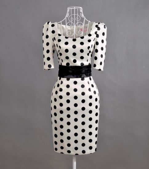 Sexy Vintage 40s 50s Style Pinup Polka Dot Pencil Wiggle Close 9915