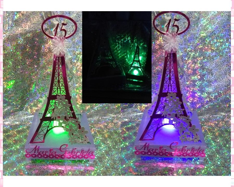 Centro de mesa con luz torre eiffel paris quinceaños boda bs ... Como decorar centros de mesa con torres ifel para quinceaños