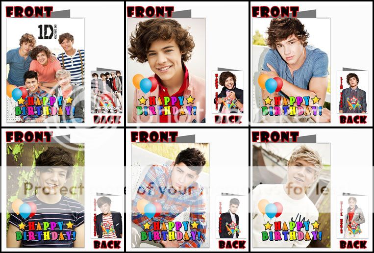   ONE DIRECTION 1D Front Back Happy Birthday Picture Photo Greeting Card